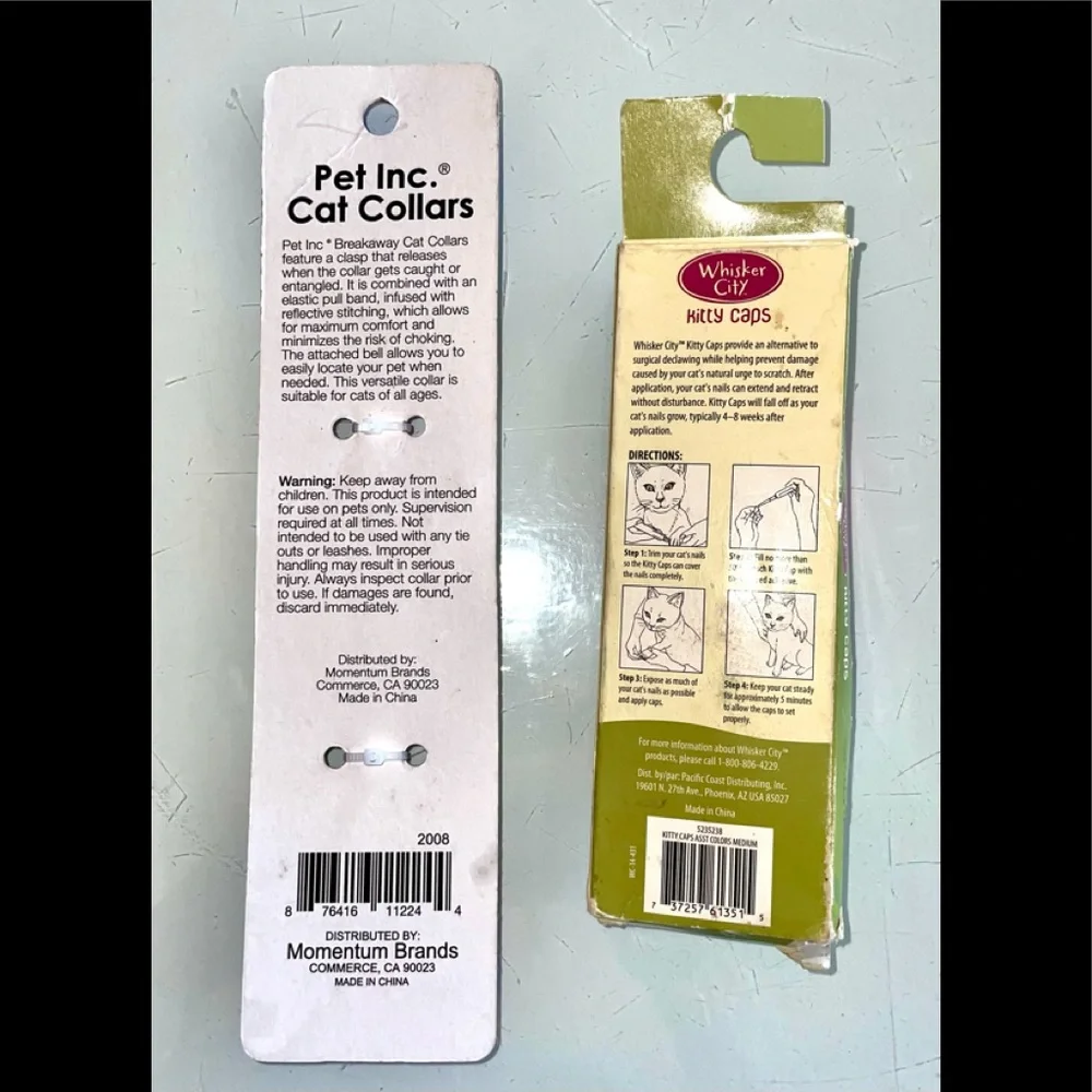 WHISKER CITY 40 KITTY CAPS & BREAKAWAY ADJUSTABLE CAT COLLAR REFLECTIVE NEW